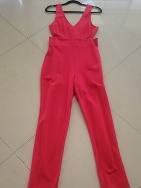 Sleeveless V-Neck Hot Red Jumpsuit